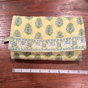 Vera Bradley Blue and Green Paisley Wristlet with Quilted Texture